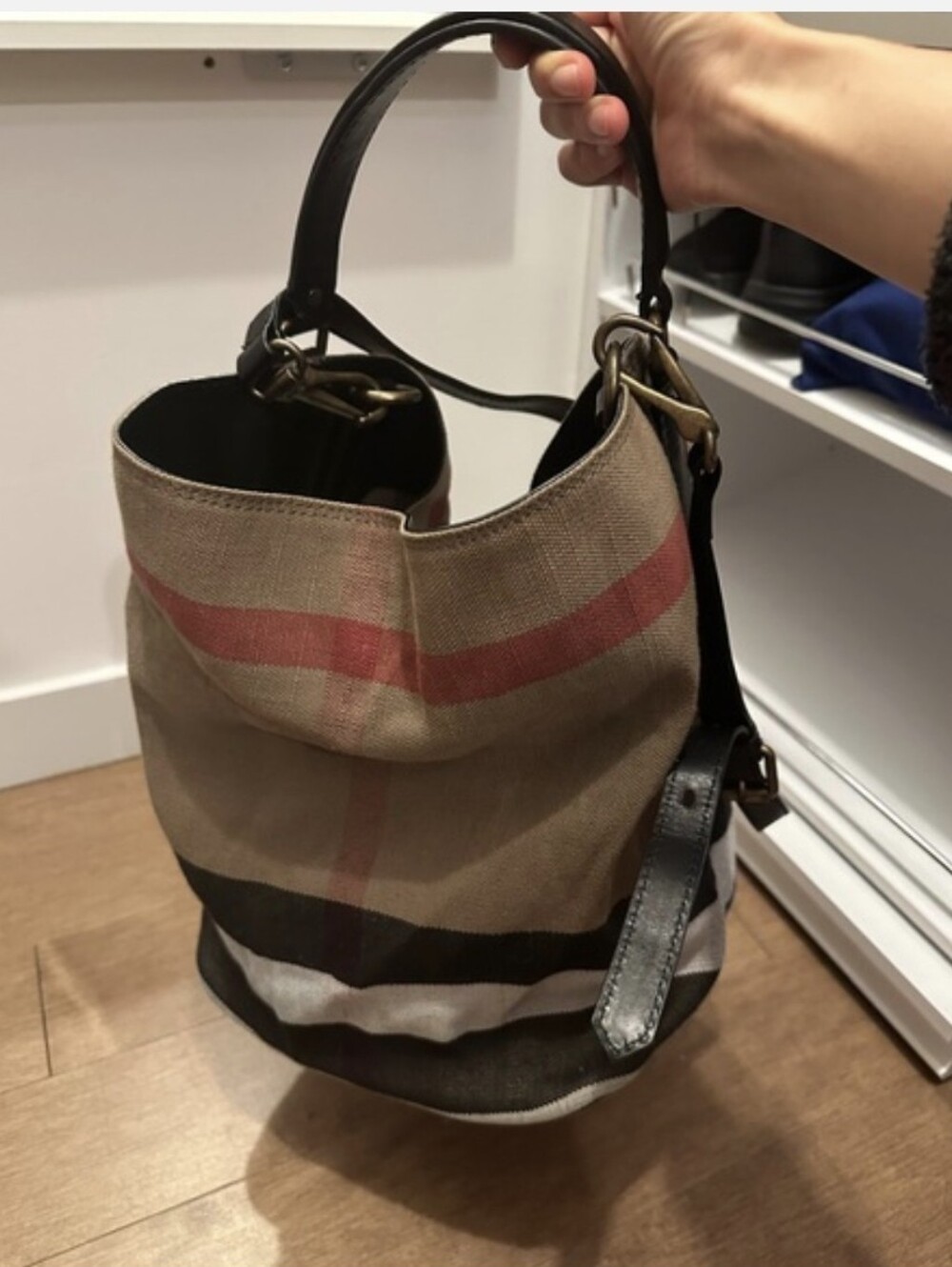 Burberry Canvas Bucket Bag - With Pouch